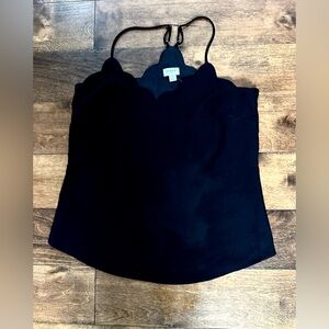 J. Crew Black Scalloped Camisole